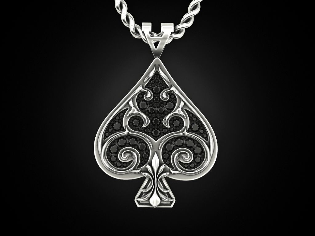 Pendant Ace of spades 3D print model_4