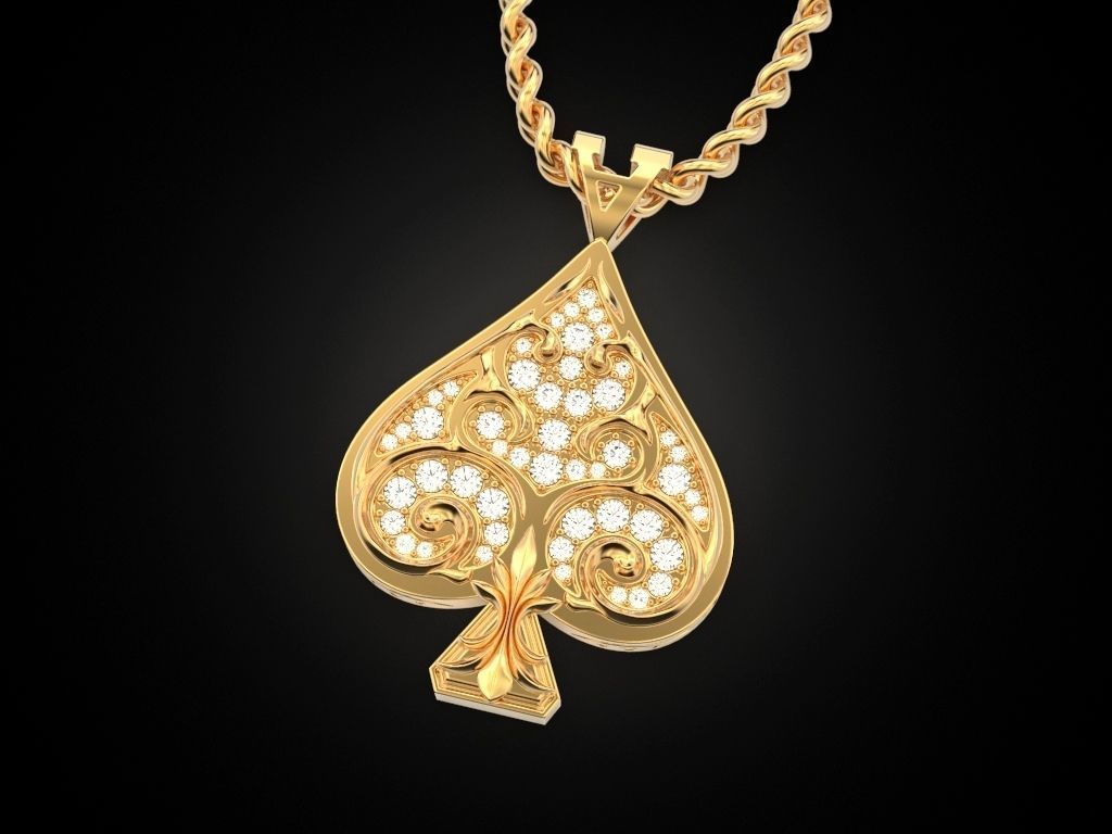 Pendant Ace of spades 3D print model_11