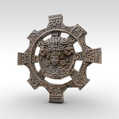 Ancient carved wall artifact Low-poly 3D model