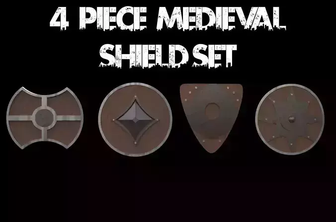 4 Piece Medieval Shield Set