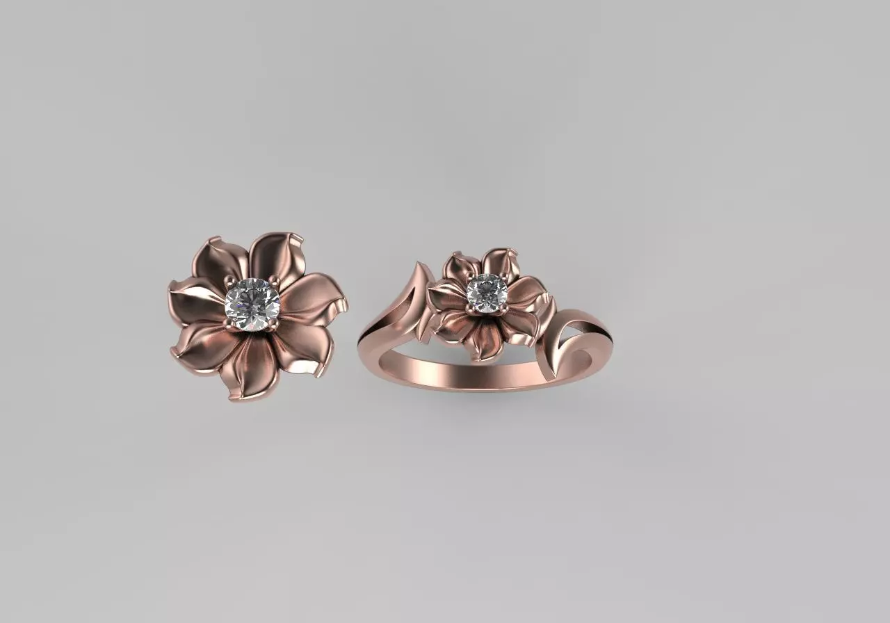 flower ring 3D print model_0