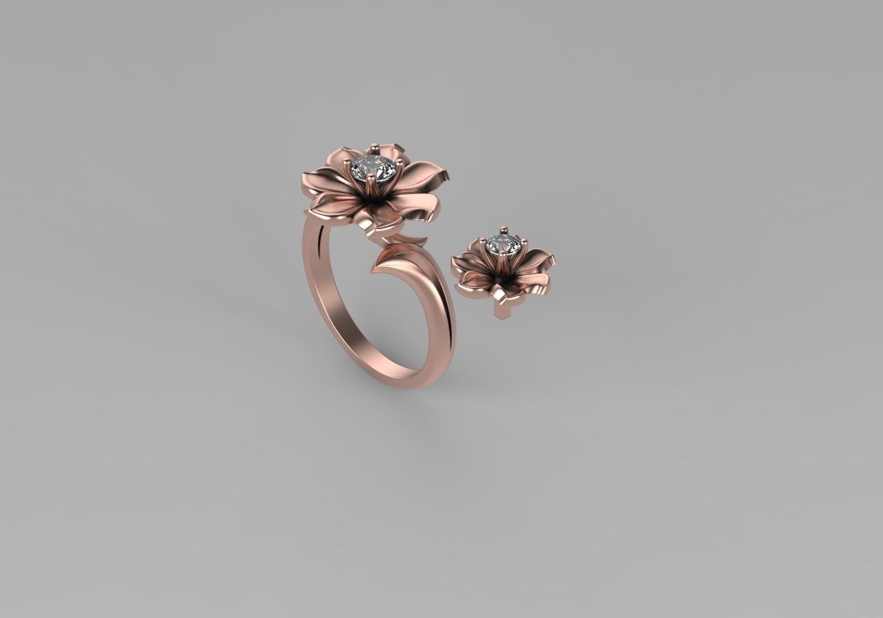 flower ring 3D print model_1