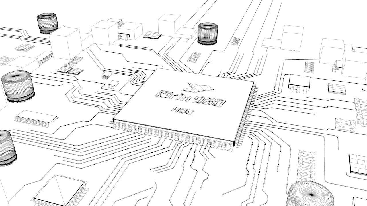 Huawei Kirin 980 chip current animation - C4D 3D model_8