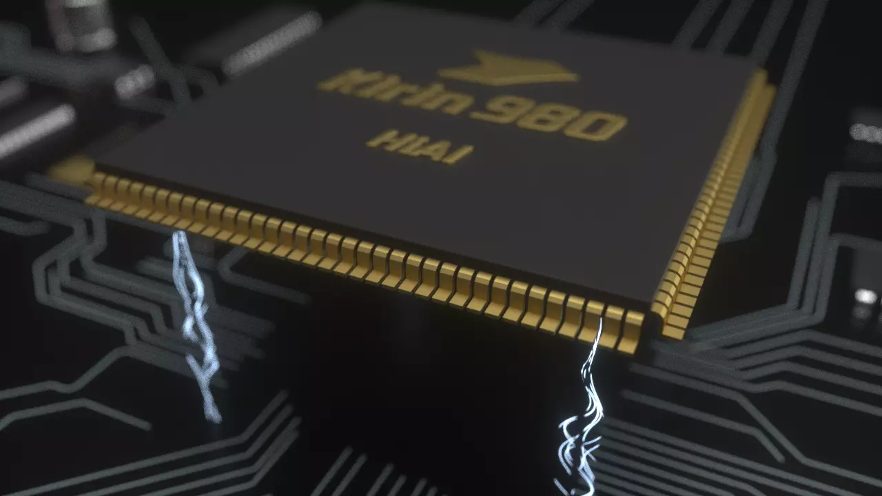 Huawei Kirin 980 chip current animation - C4D 3D model_0