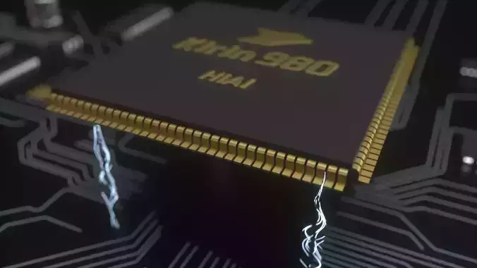  Huawei Kirin 980 chip current animation - C4D 3D model