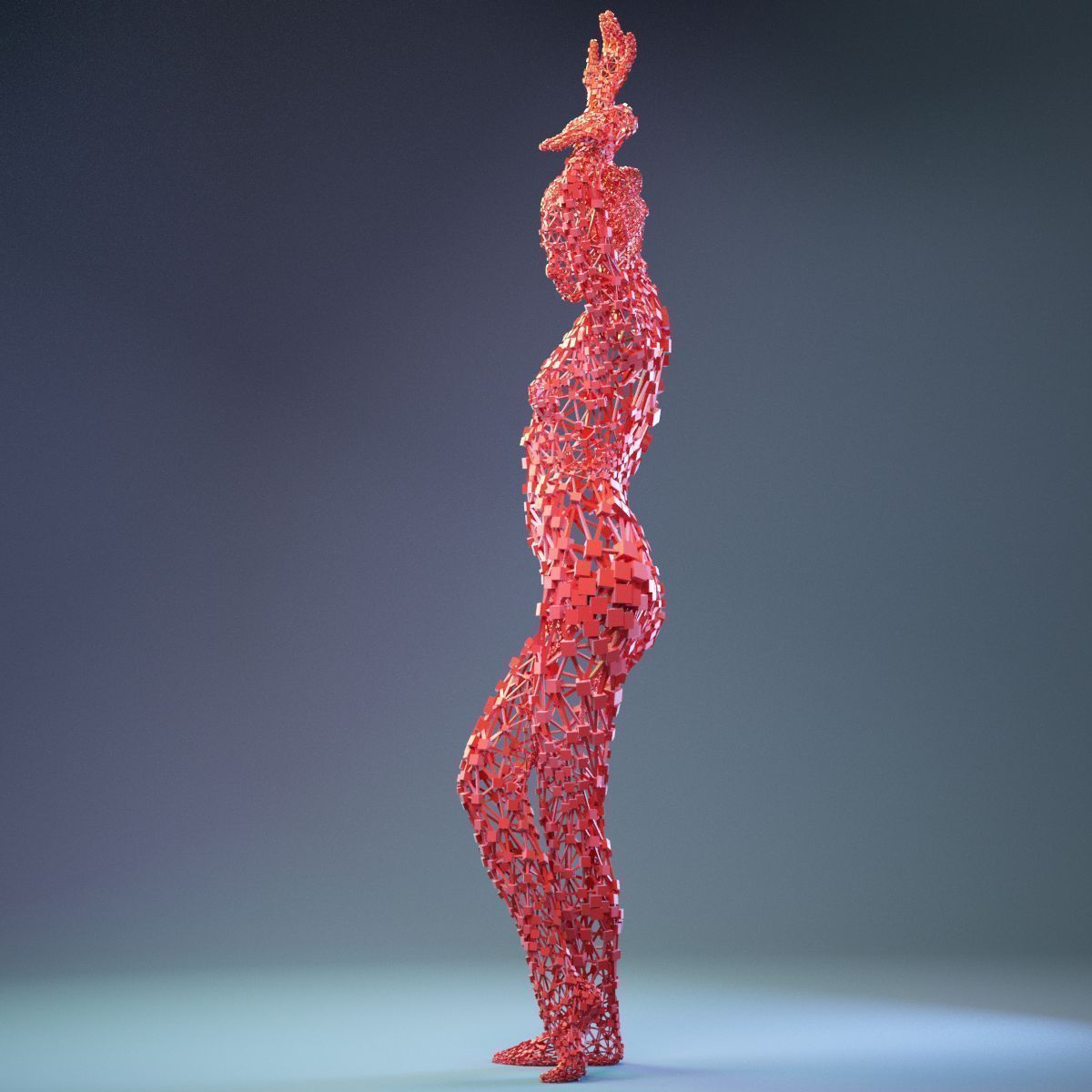 Abstract Cubist Female Statue 5 Low-poly 3D model_9