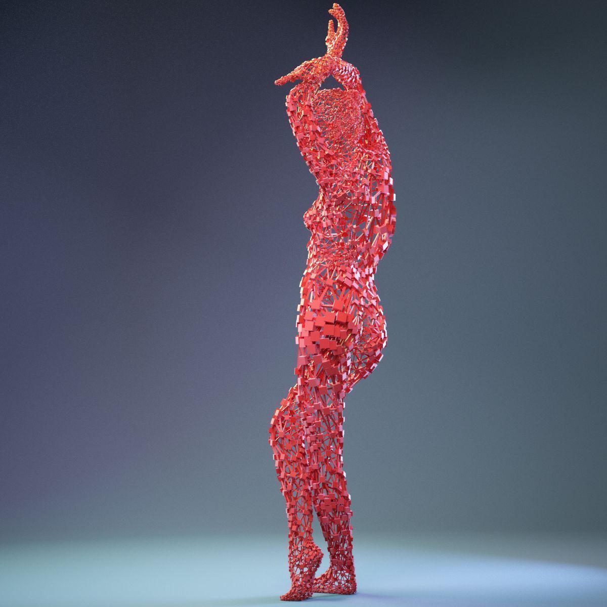 Abstract Cubist Female Statue 5 Low-poly 3D model_8