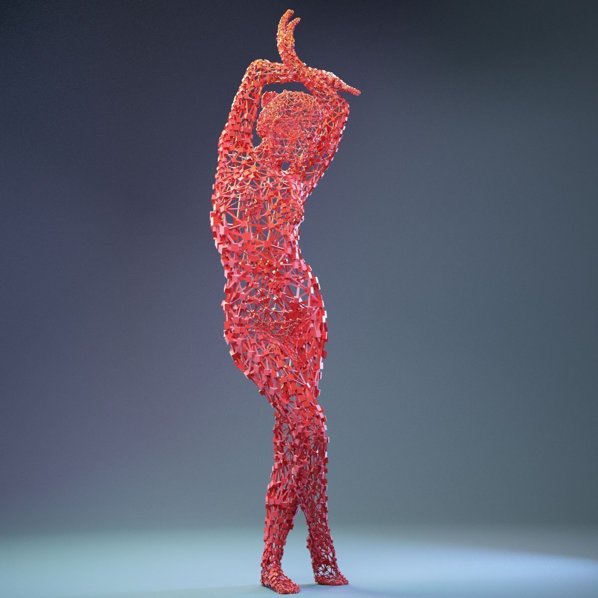 Abstract Cubist Female Statue 5 Low-poly 3D model_1