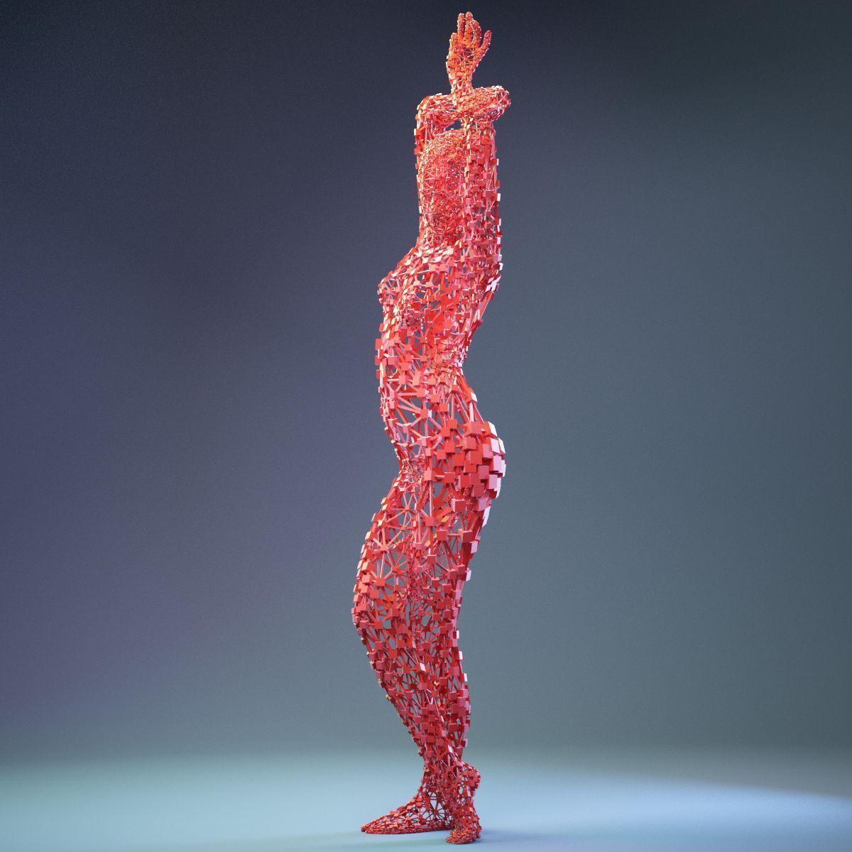 Abstract Cubist Female Statue 5 Low-poly 3D model_10