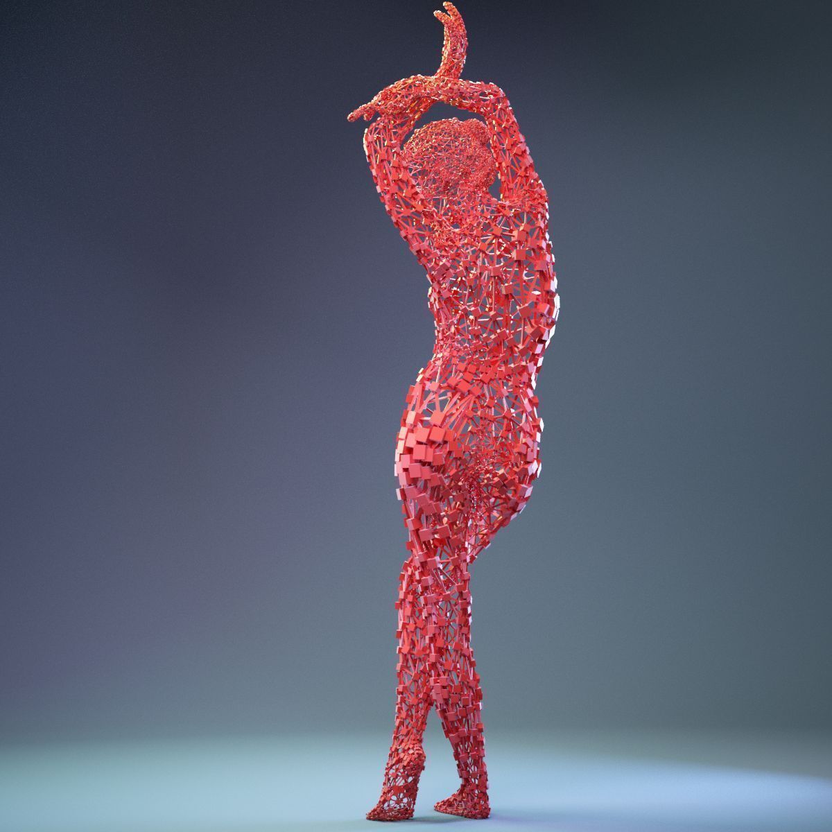 Abstract Cubist Female Statue 5 Low-poly 3D model_7