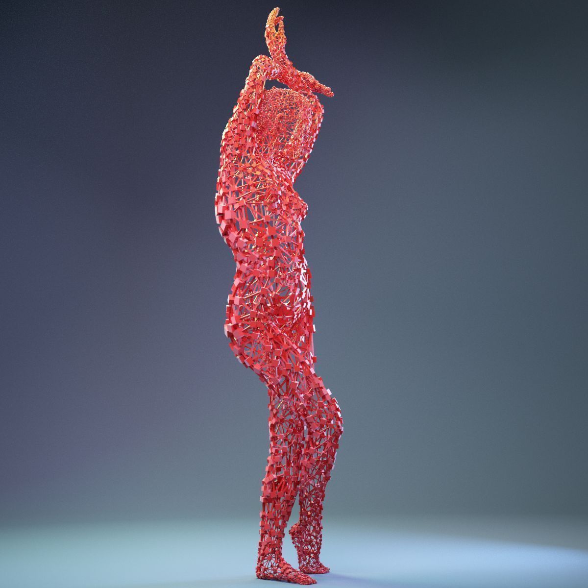 Abstract Cubist Female Statue 5 Low-poly 3D model_2