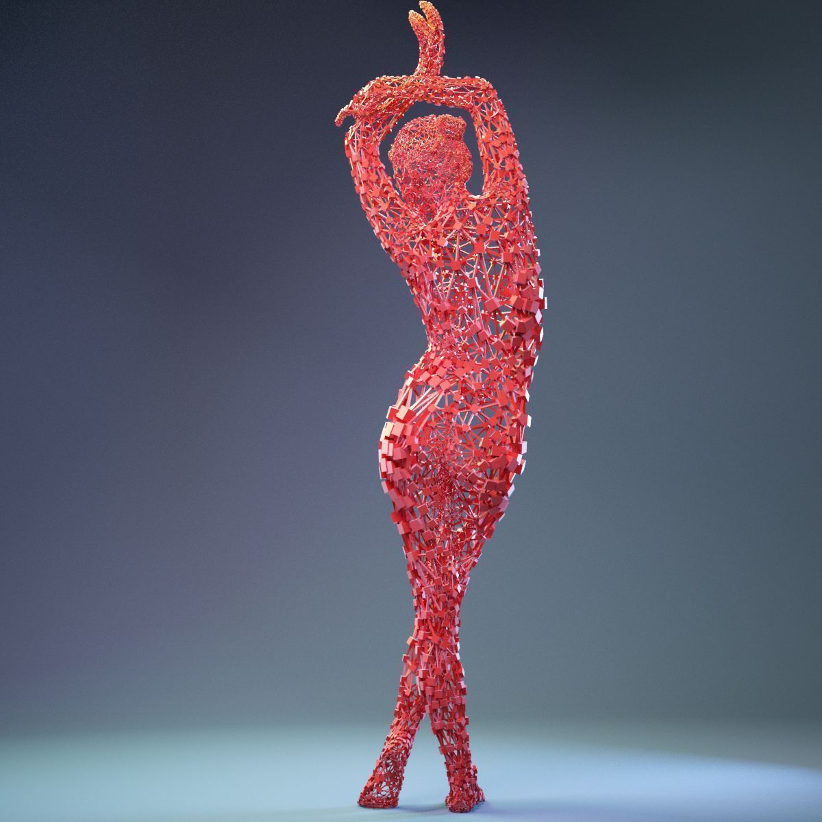 Abstract Cubist Female Statue 5 Low-poly 3D model_6