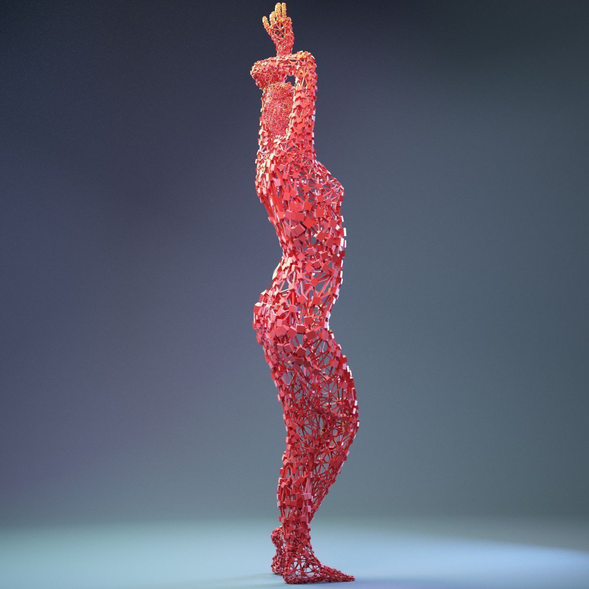 Abstract Cubist Female Statue 5 Low-poly 3D model_4