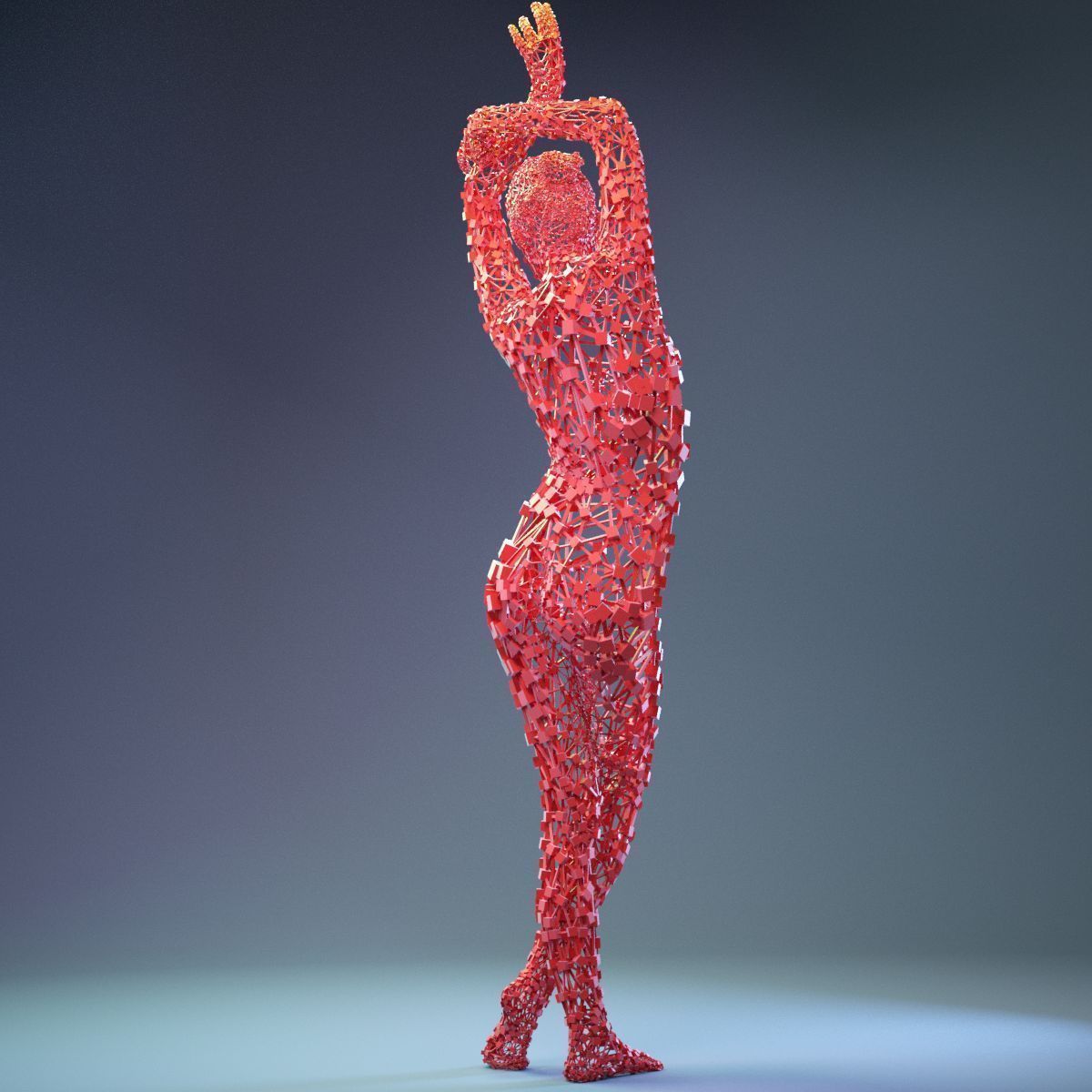 Abstract Cubist Female Statue 5 Low-poly 3D model_5