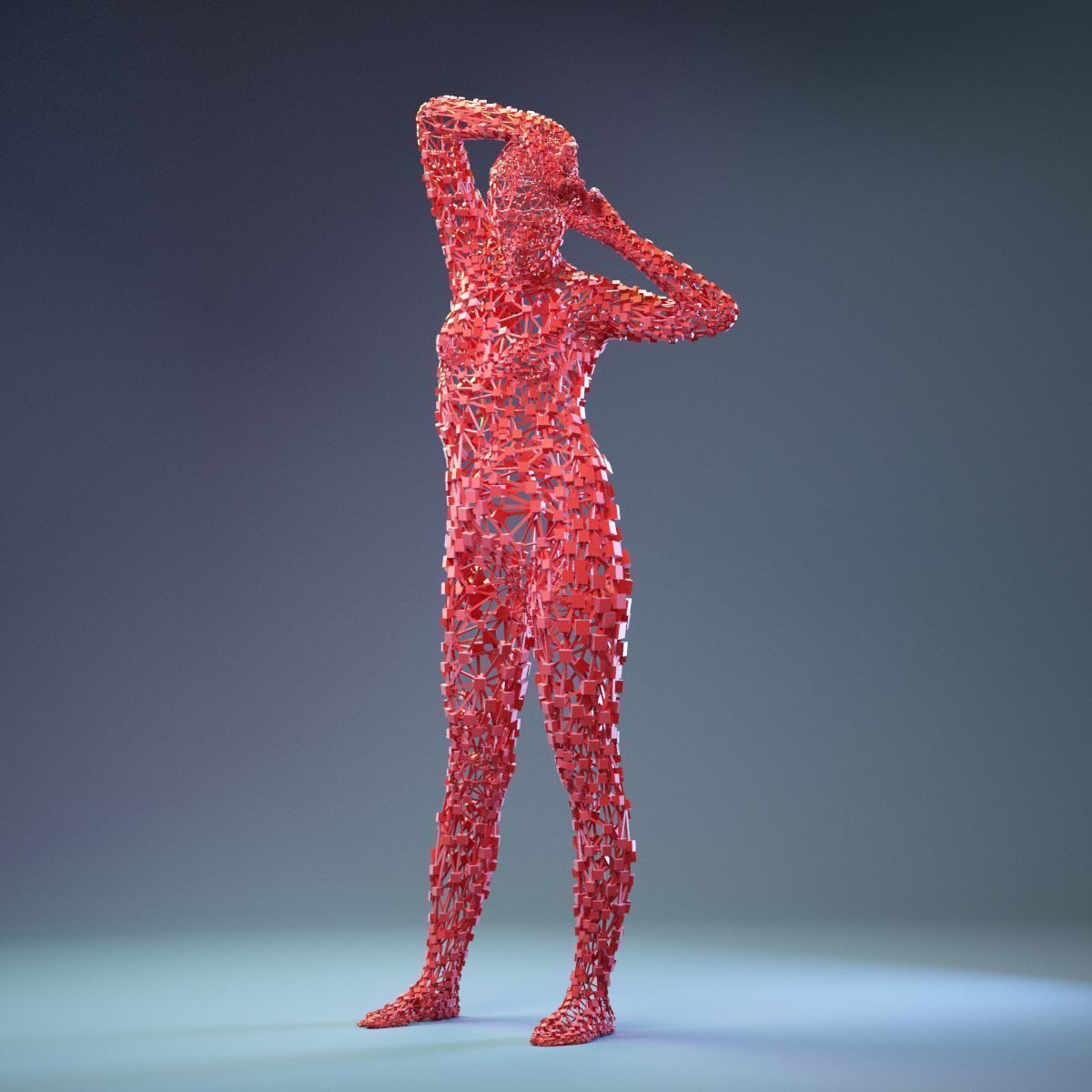 Abstract Cubist Female Statue 3 Low-poly 3D model_11