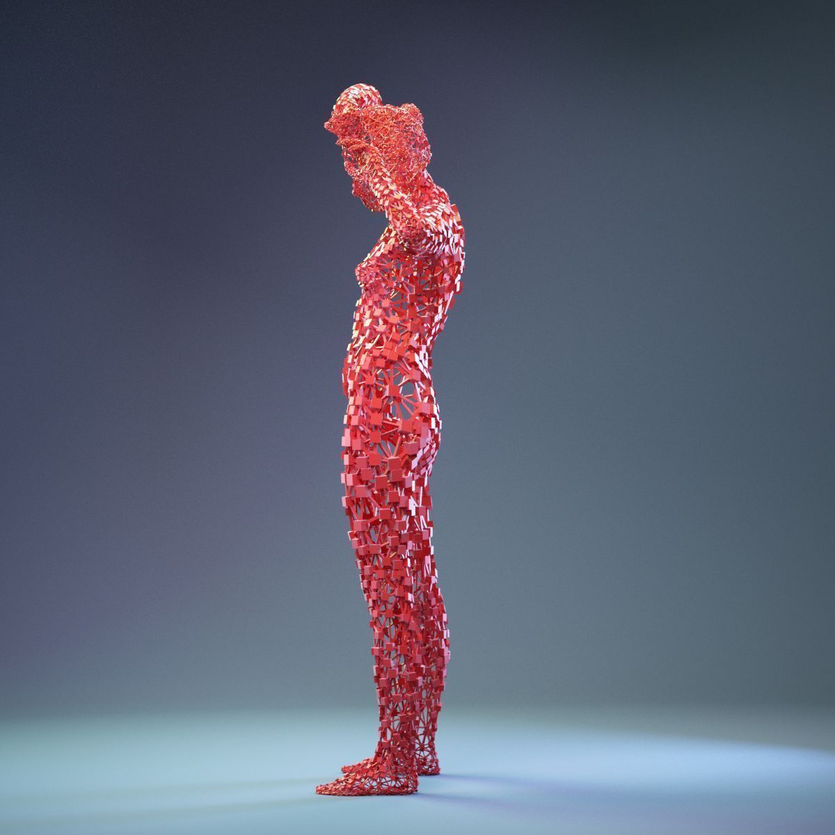 Abstract Cubist Female Statue 3 Low-poly 3D model_9