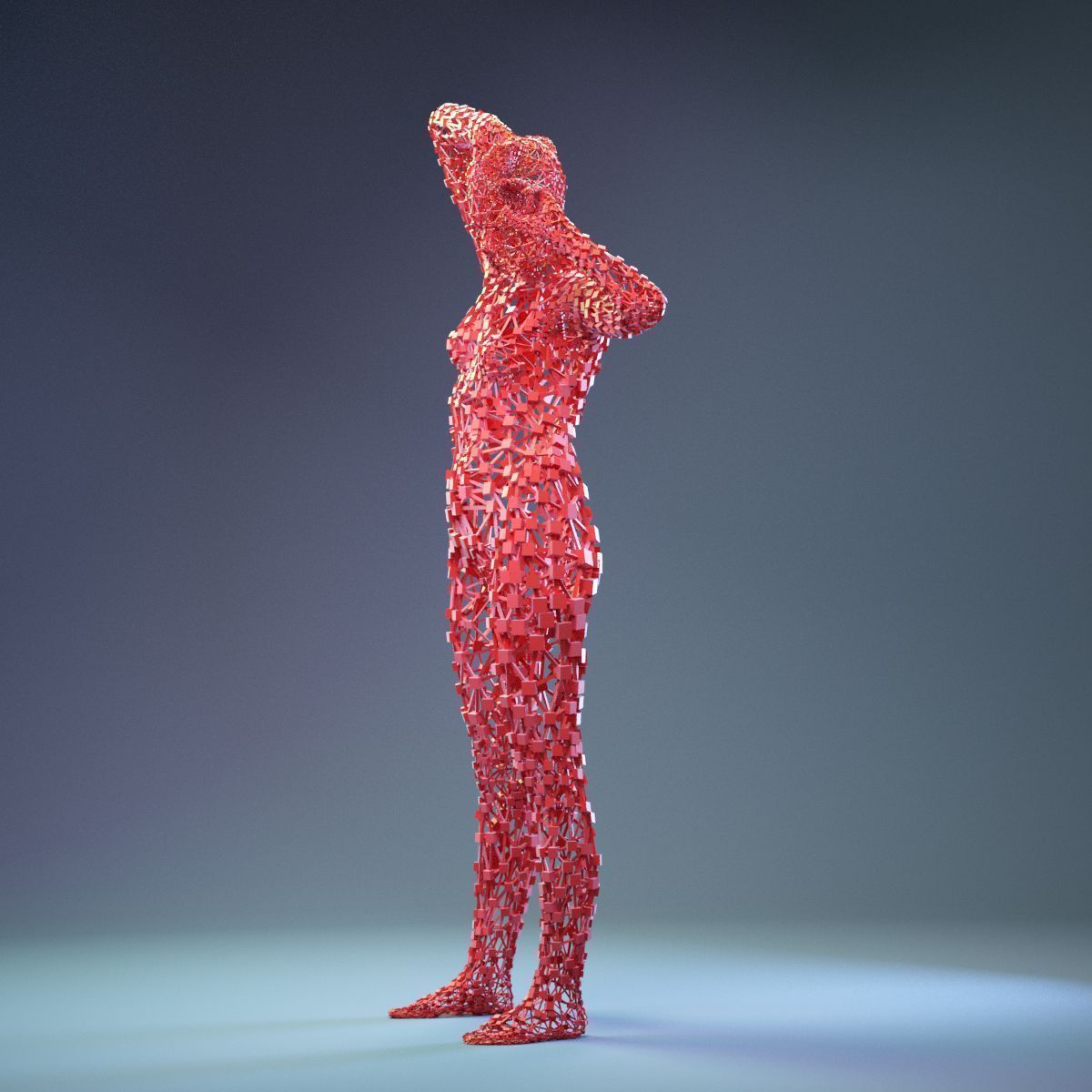 Abstract Cubist Female Statue 3 Low-poly 3D model_10