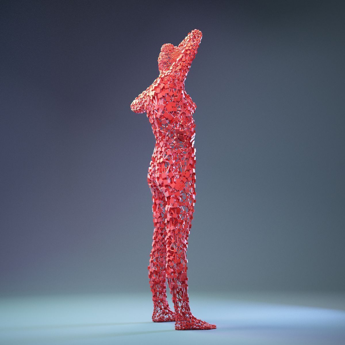 Abstract Cubist Female Statue 3 Low-poly 3D model_4