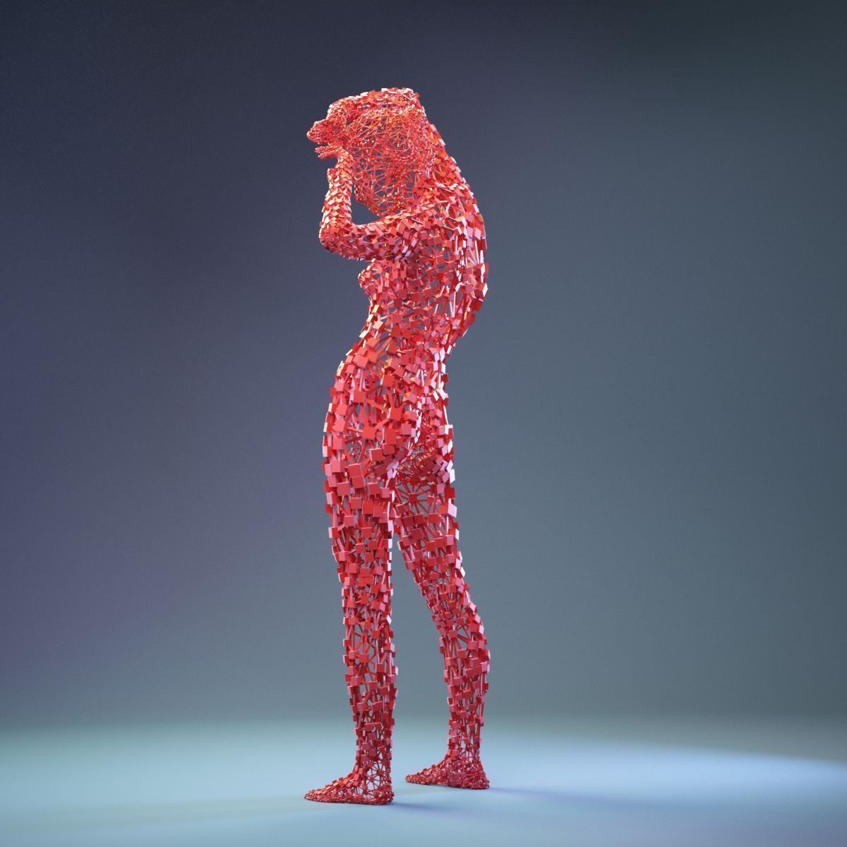 Abstract Cubist Female Statue 3 Low-poly 3D model_8