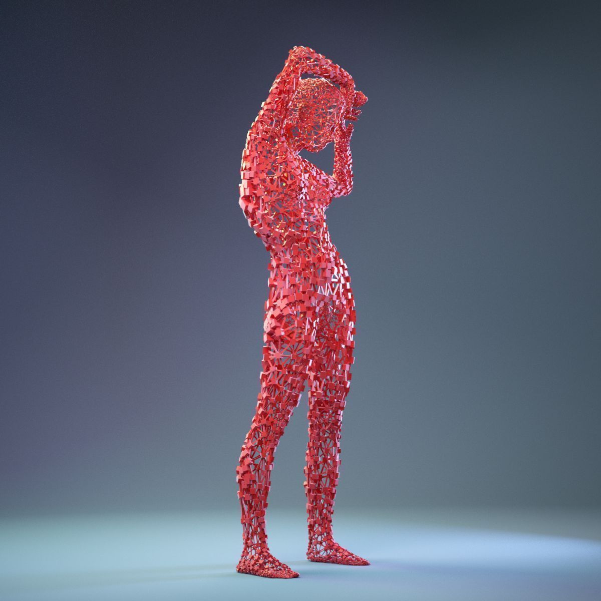 Abstract Cubist Female Statue 3 Low-poly 3D model_2