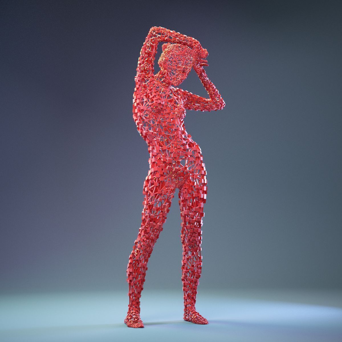 Abstract Cubist Female Statue 3 Low-poly 3D model_1