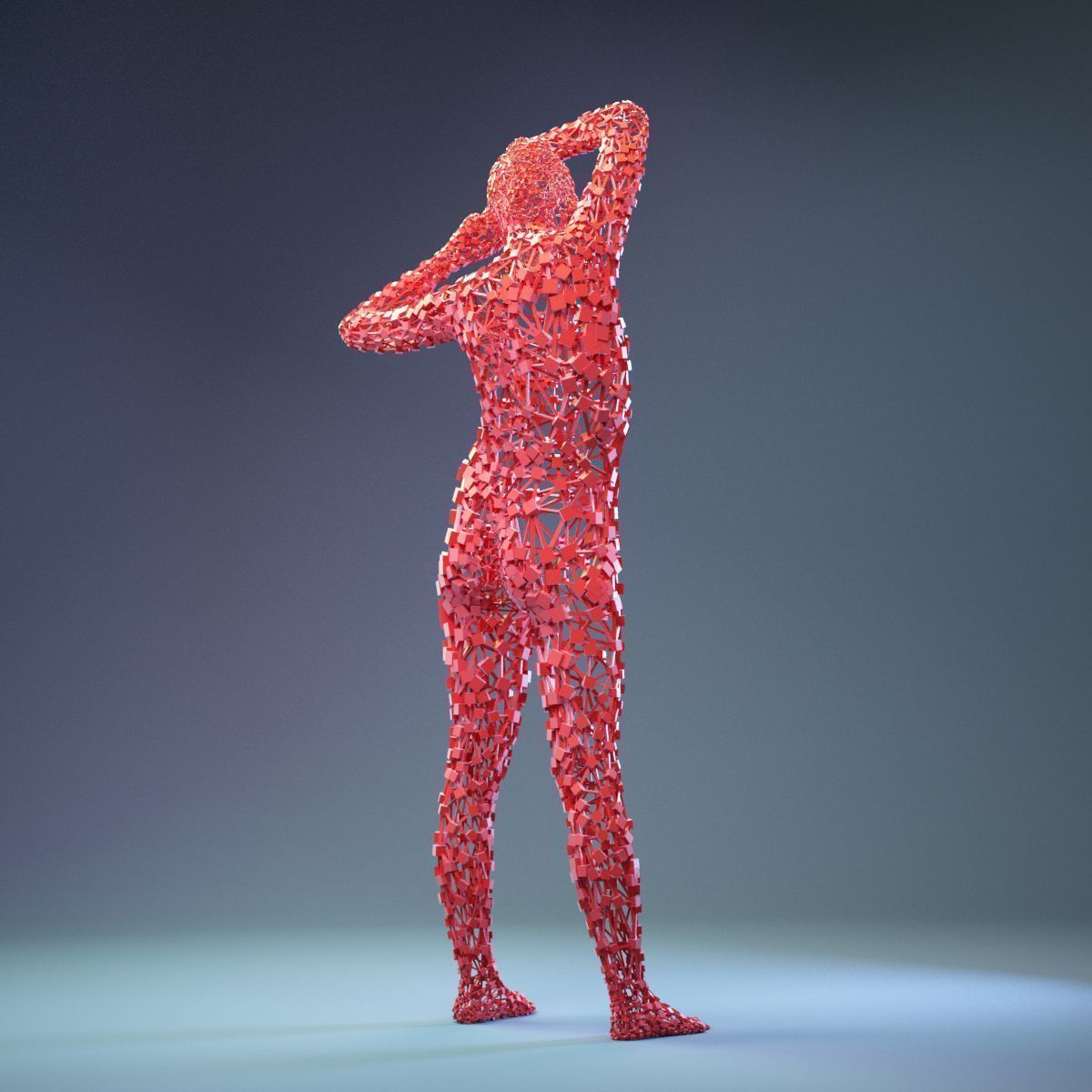 Abstract Cubist Female Statue 3 Low-poly 3D model_5