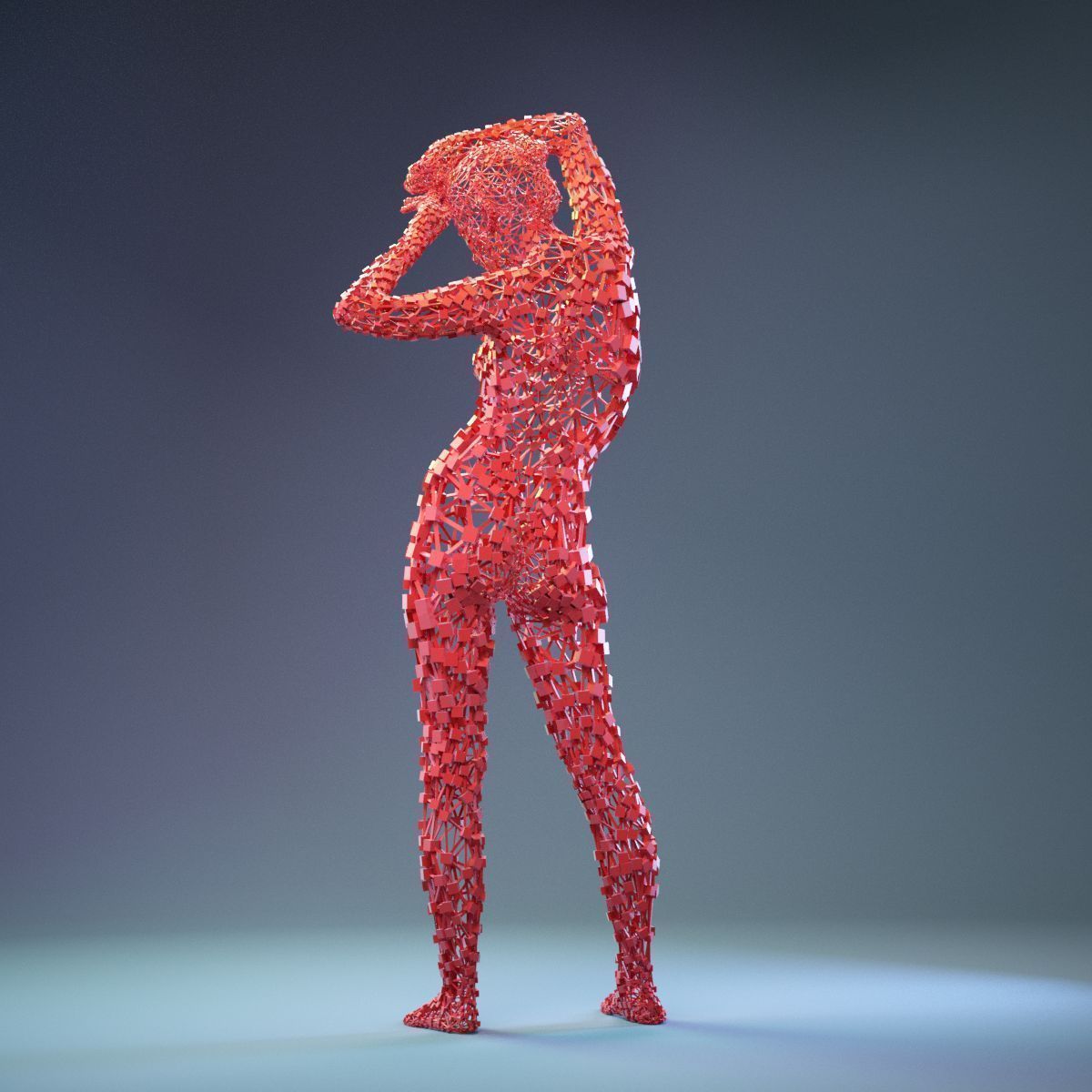Abstract Cubist Female Statue 3 Low-poly 3D model_7