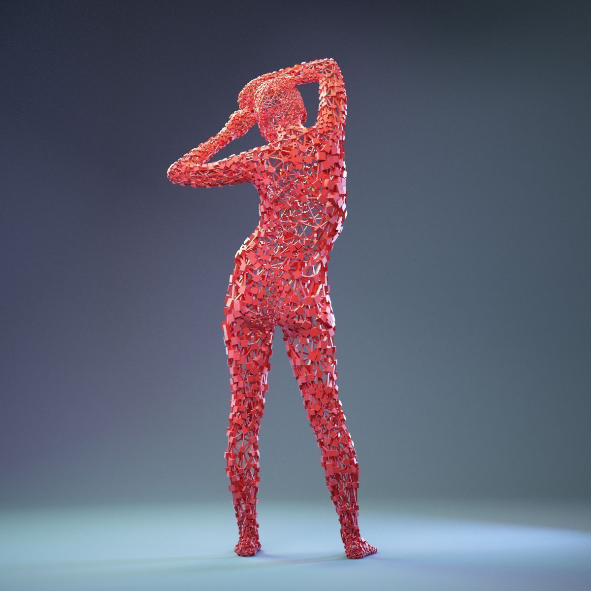 Abstract Cubist Female Statue 3 Low-poly 3D model_6