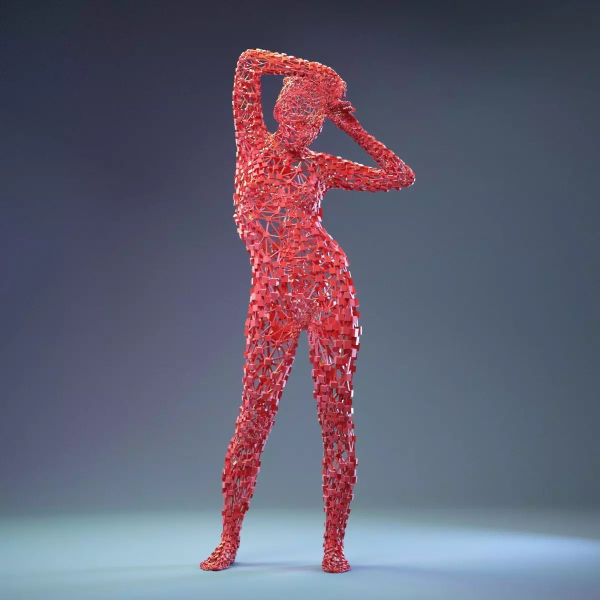 Abstract Cubist Female Statue 3 Low-poly 3D model_0