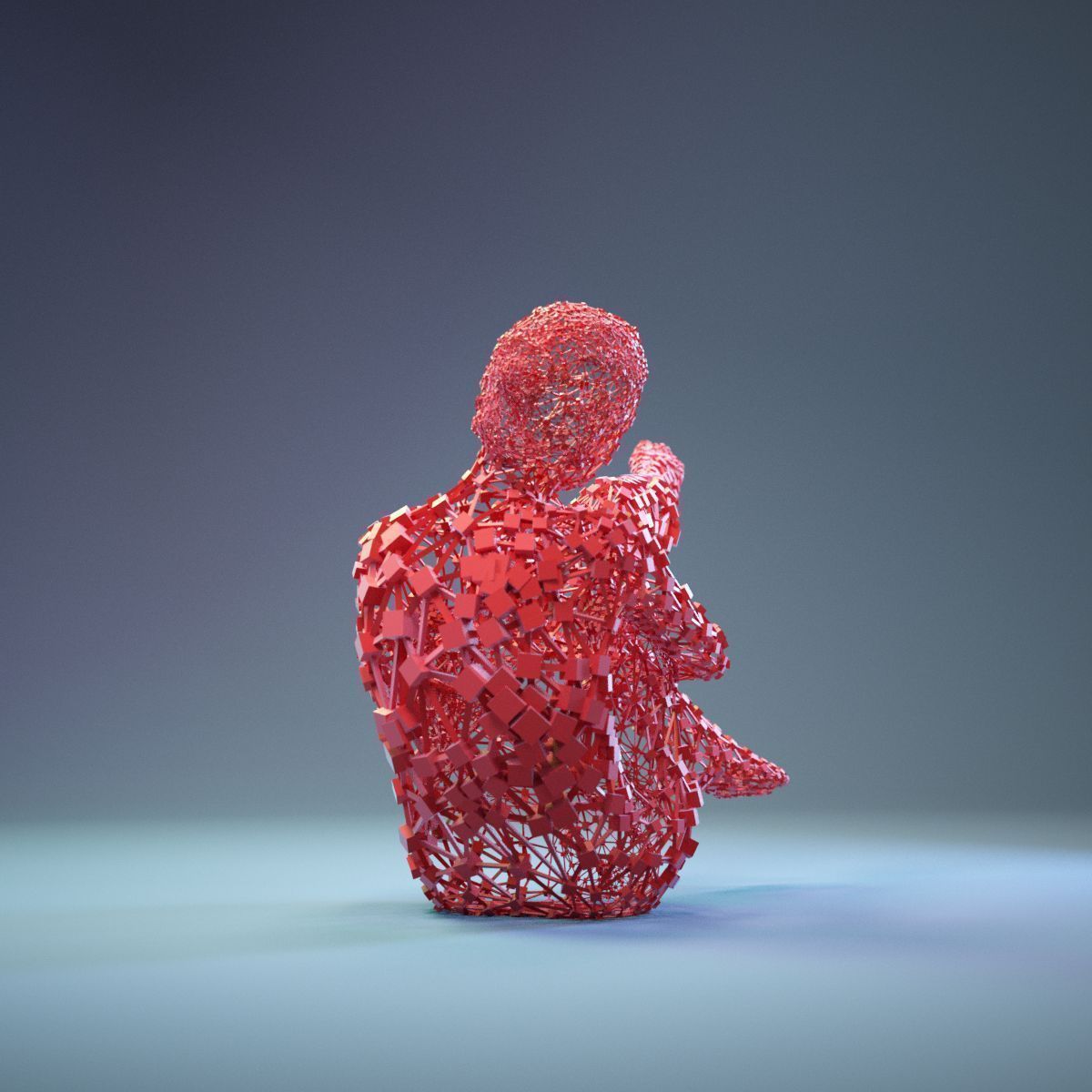 Abstract Cubist Female Statue 15 Low-poly 3D model_8