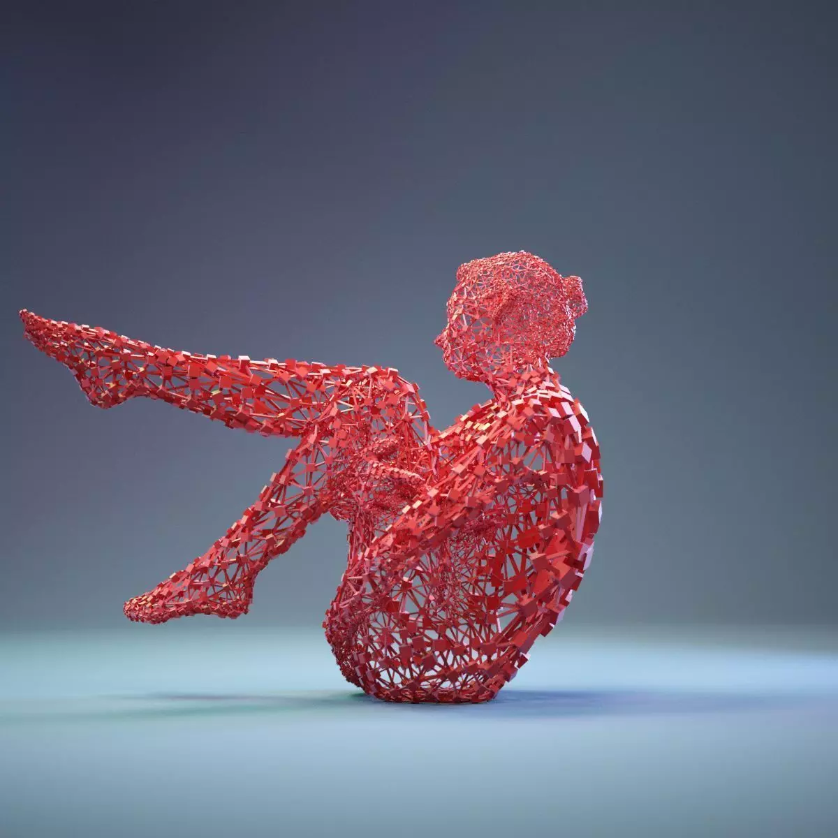 Abstract Cubist Female Statue 15 Low-poly 3D model_0