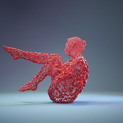 Abstract Cubist Female Statue 15 Low-poly 3D model