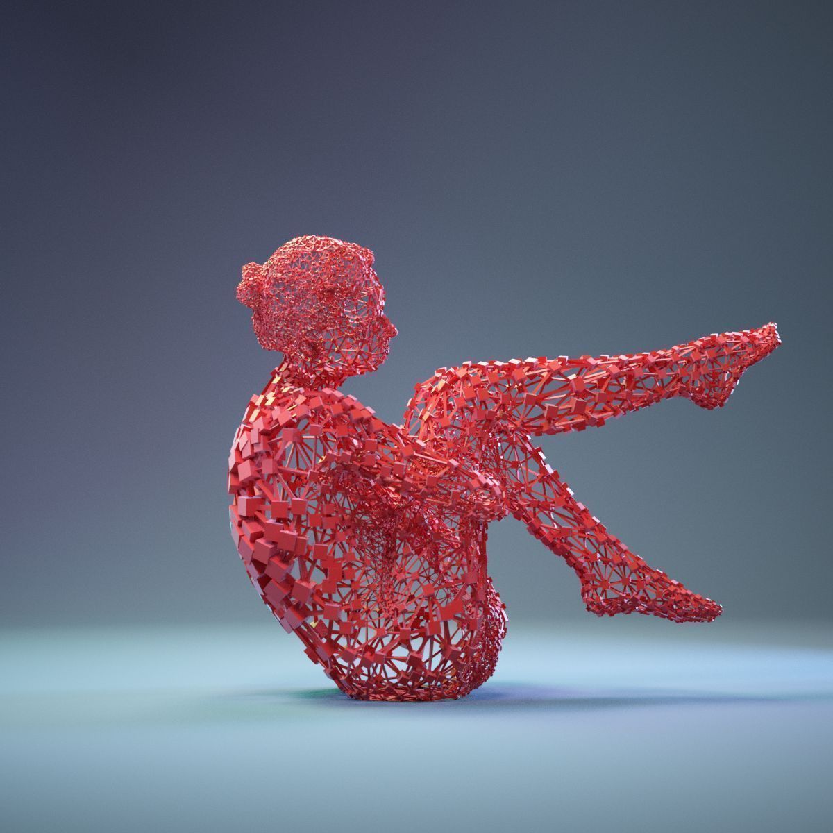 Abstract Cubist Female Statue 15 Low-poly 3D model_6