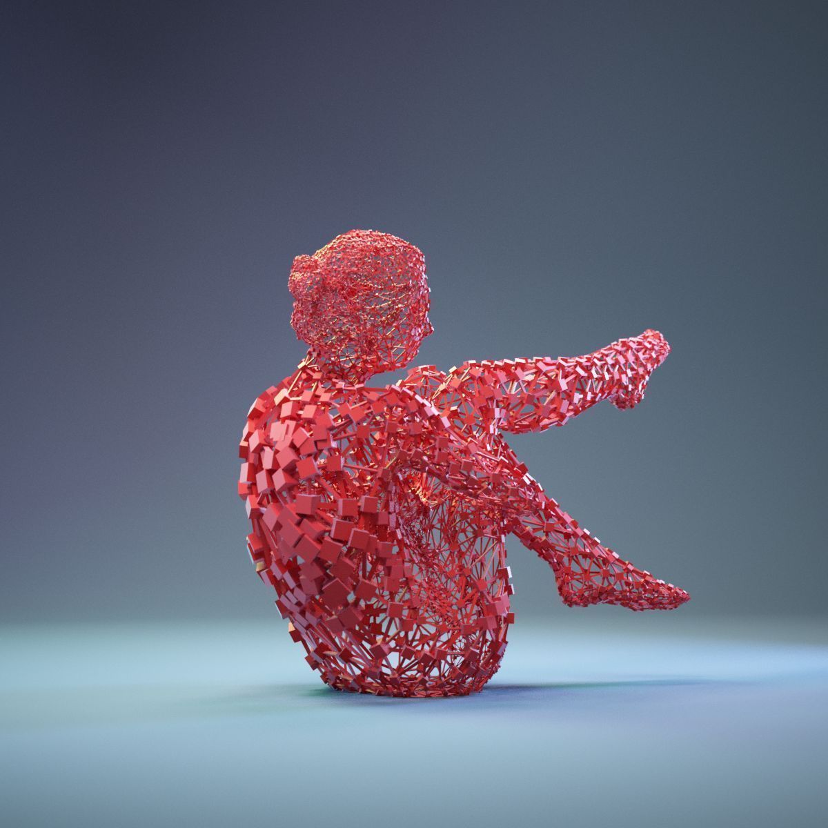 Abstract Cubist Female Statue 15 Low-poly 3D model_7