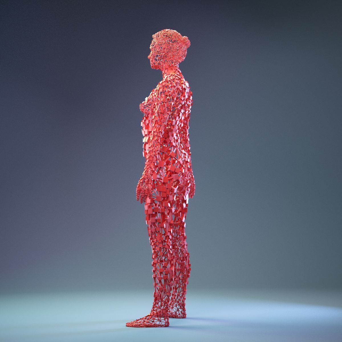 Abstract Cubist Female Statue 1 Low-poly 3D model_7