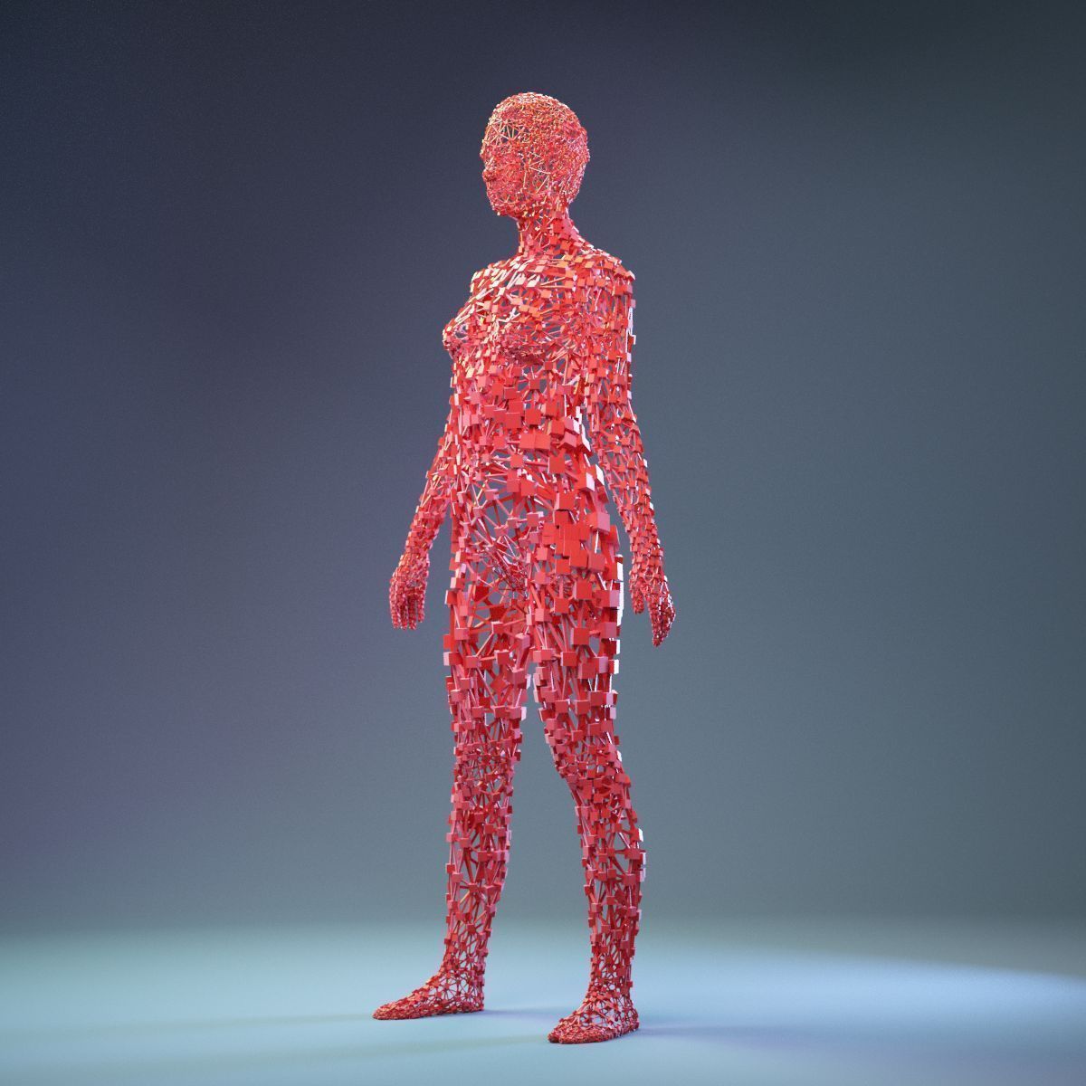 Abstract Cubist Female Statue 1 Low-poly 3D model_9