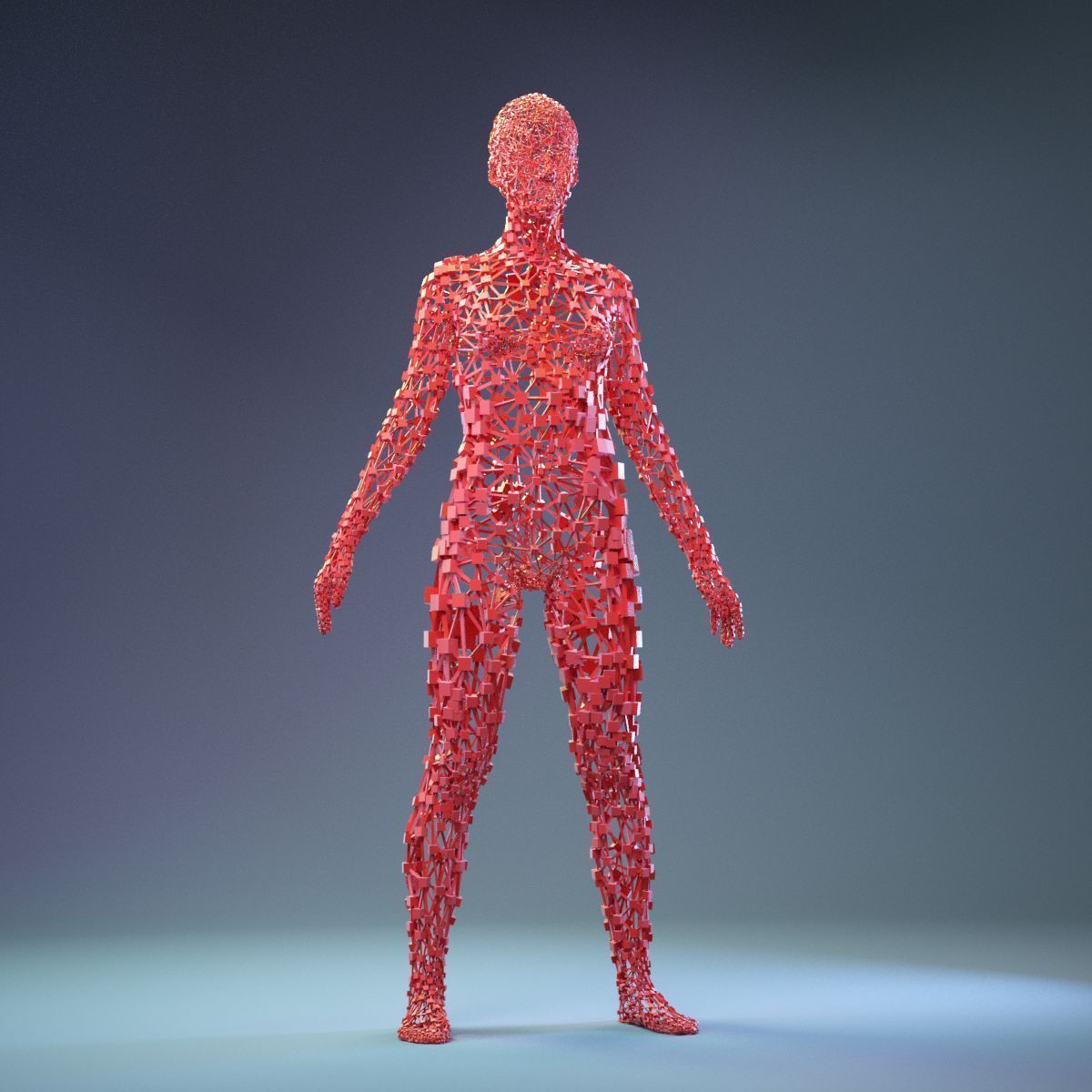 Abstract Cubist Female Statue 1 Low-poly 3D model_11