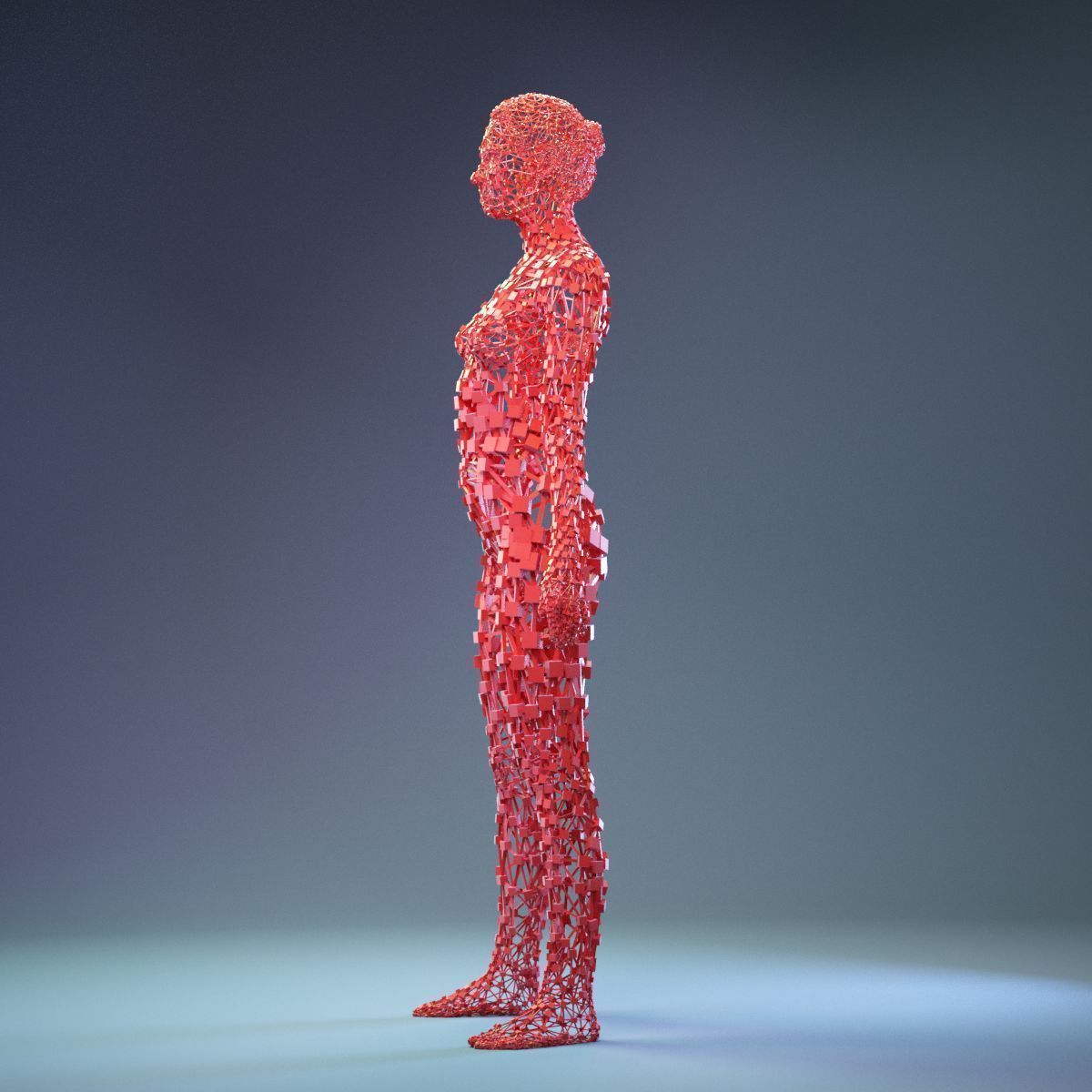 Abstract Cubist Female Statue 1 Low-poly 3D model_8