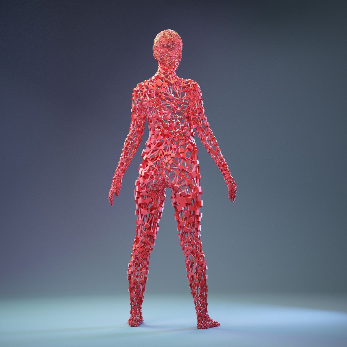 Abstract Cubist Female Statue 1 Low-poly 3D model_4