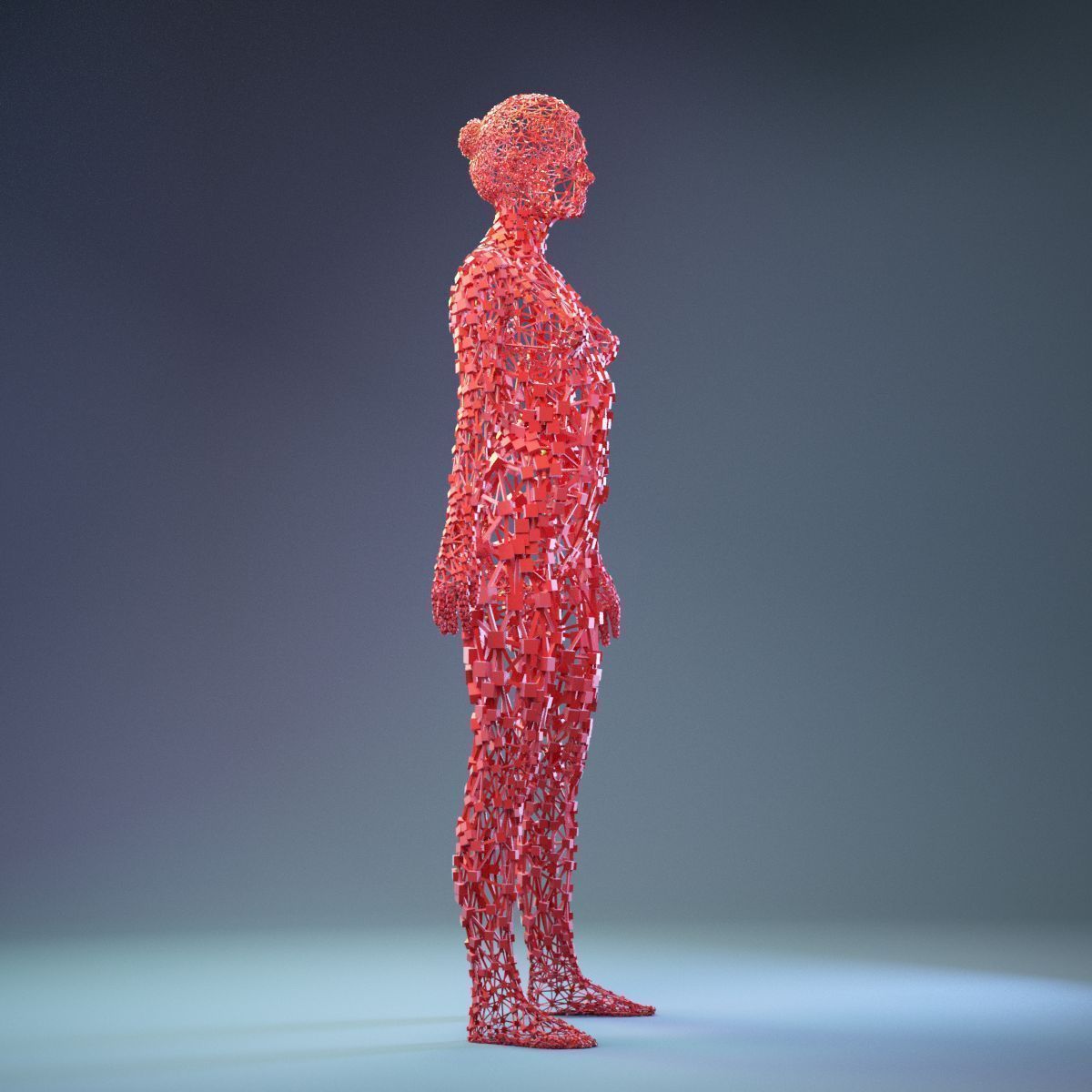 Abstract Cubist Female Statue 1 Low-poly 3D model_1