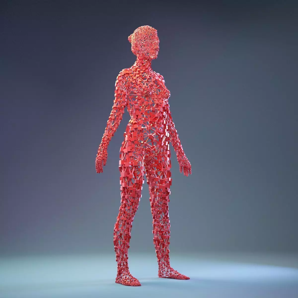 Abstract Cubist Female Statue 1 Low-poly 3D model_0