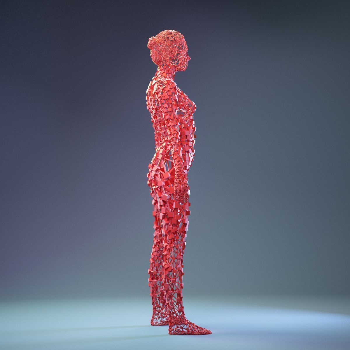 Abstract Cubist Female Statue 1 Low-poly 3D model_2