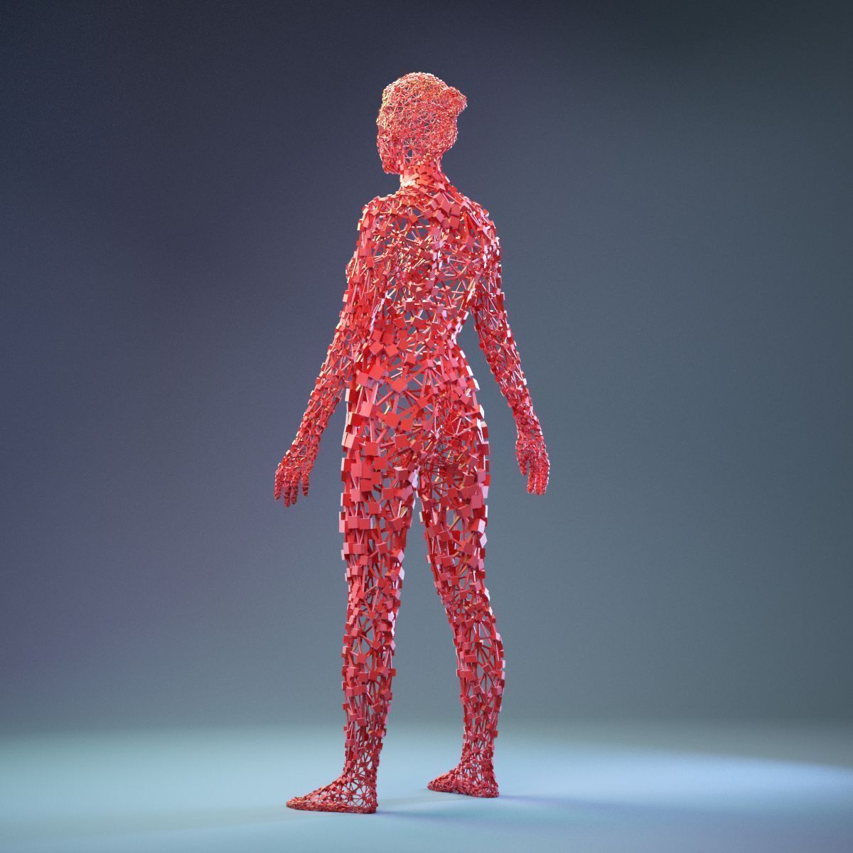 Abstract Cubist Female Statue 1 Low-poly 3D model_6