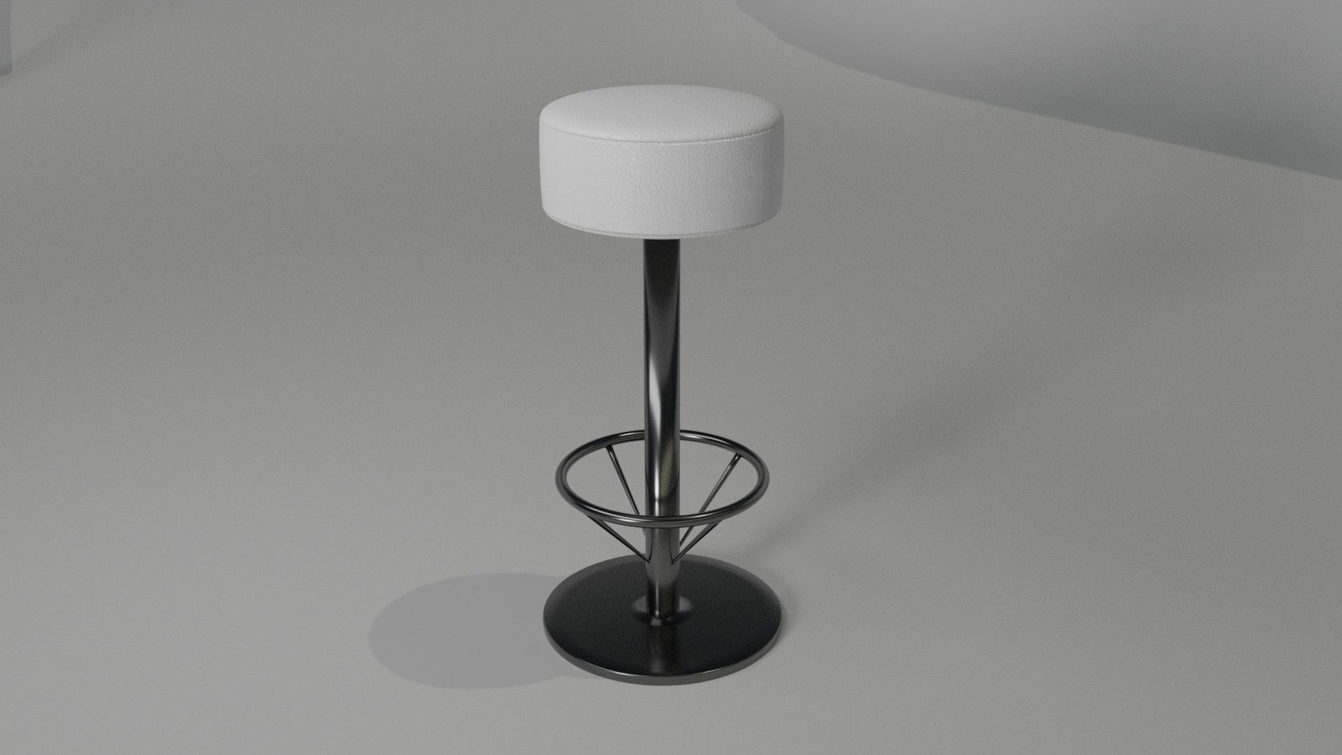 bar stool chrome leather 3D model_9