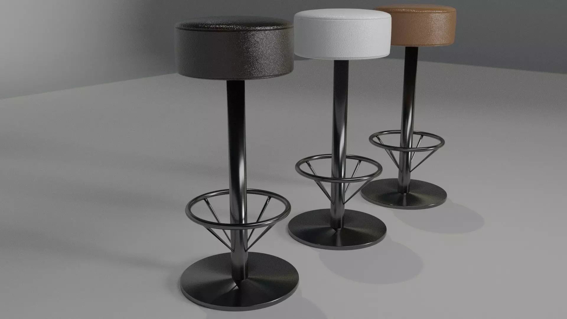 bar stool chrome leather 3D model_0