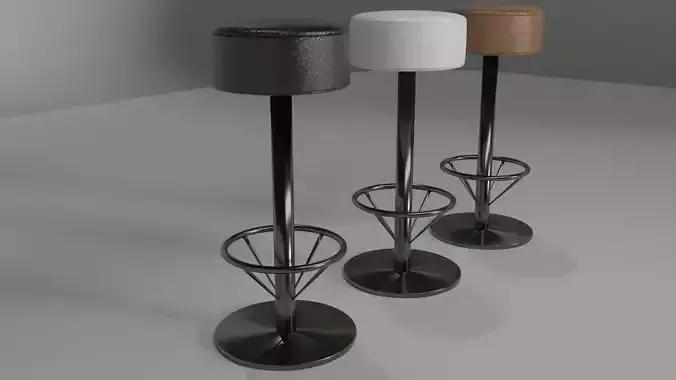 bar stool chrome leather 3D model