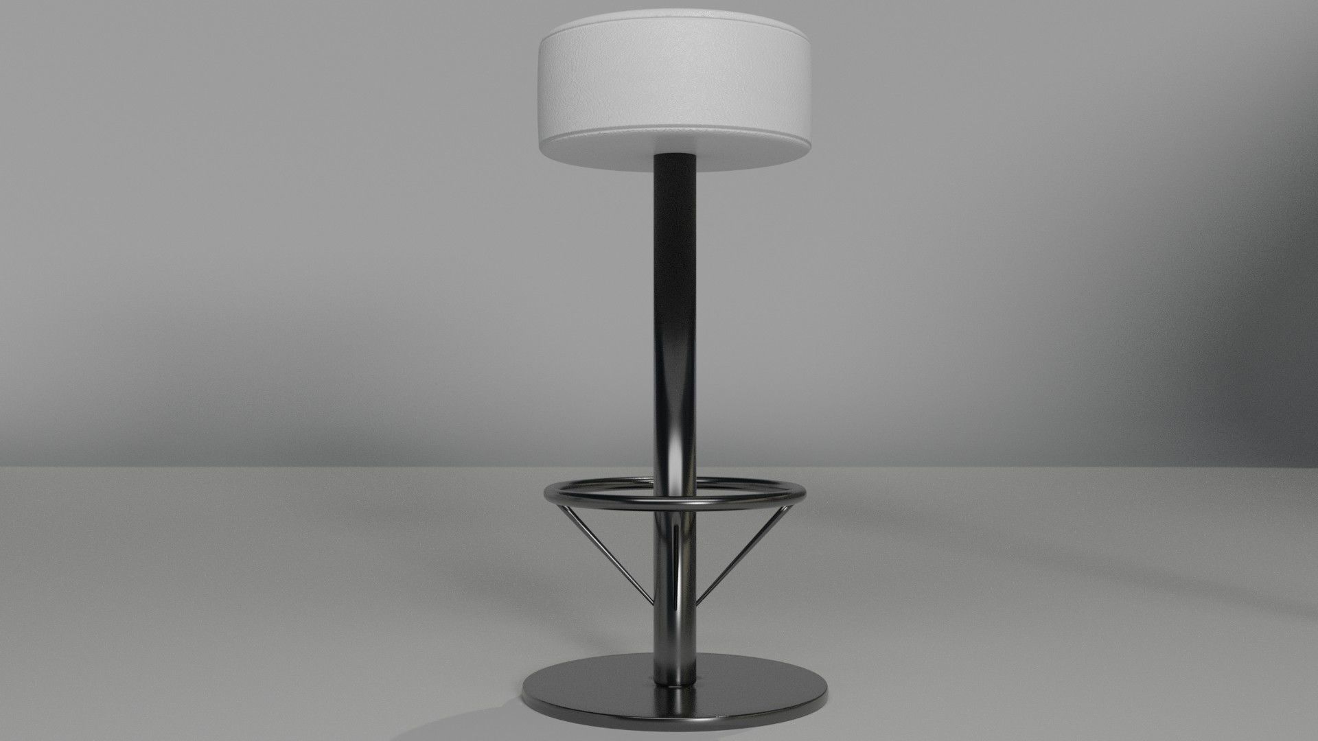 bar stool chrome leather 3D model_7