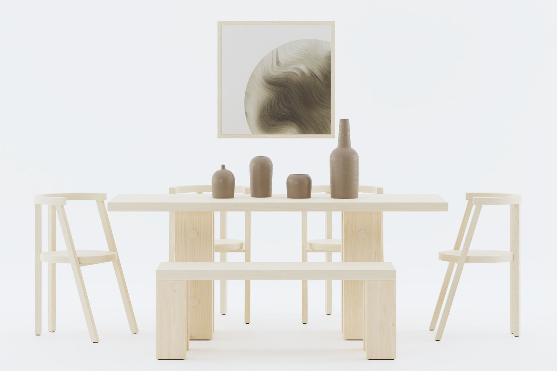 Minimalist Dining Set 3D model_1