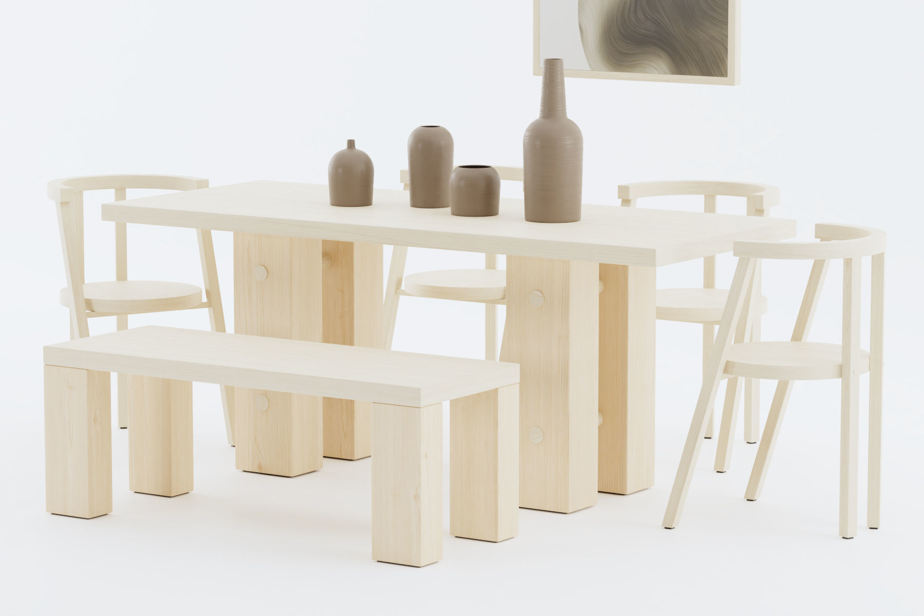 Minimalist Dining Set 3D model_2