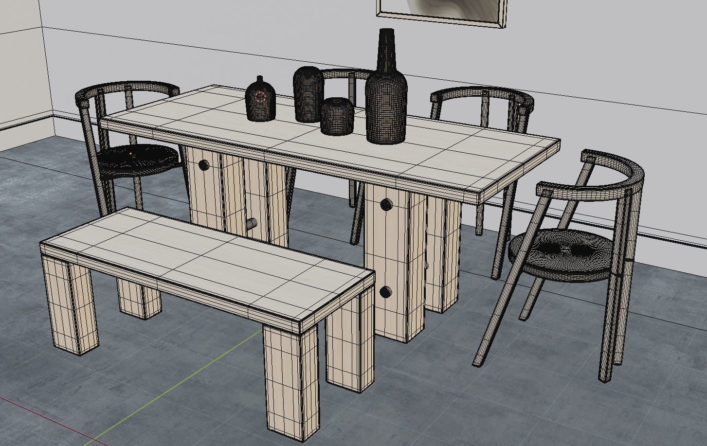 Minimalist Dining Set 3D model_8